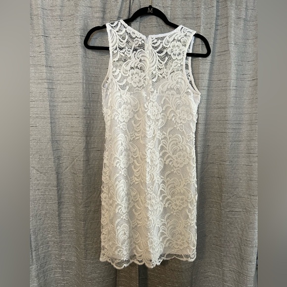 Ambiance White Lace Overlay Dress - Picture 3 of 3
